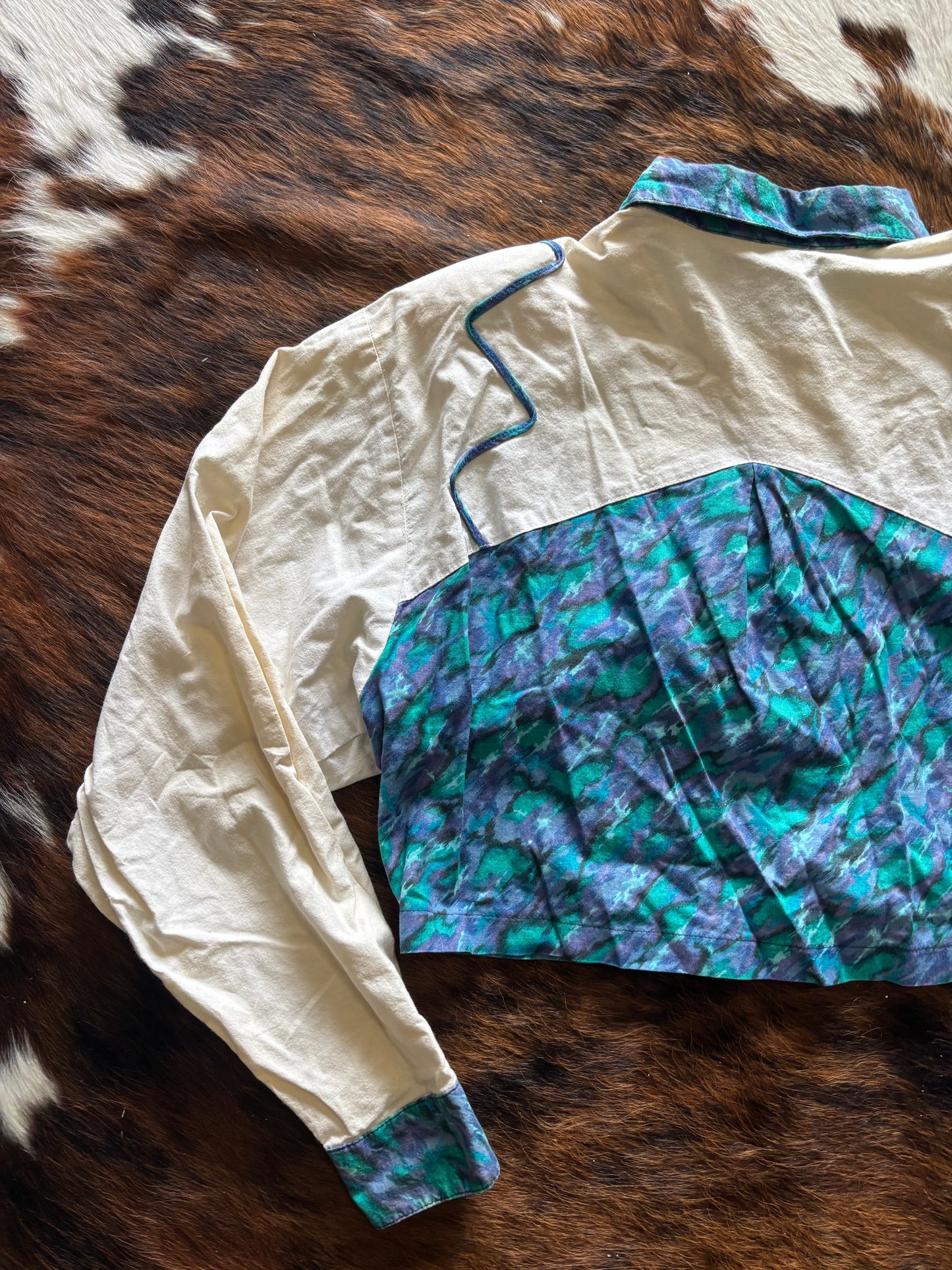 *VINTAGE* CROP WOMENS PANHANDLE SLIM FUNKY BUTTON UP