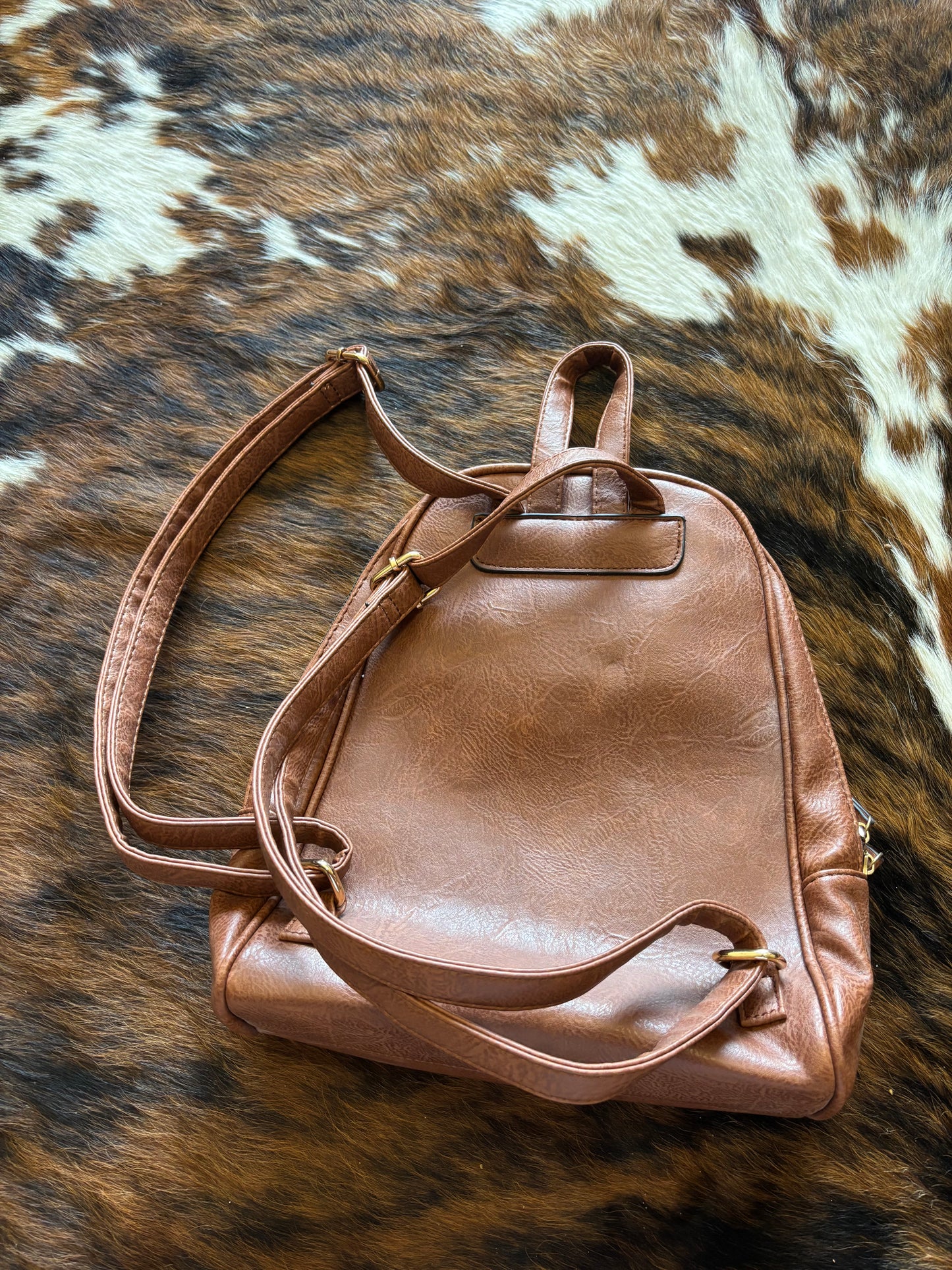 FAUX LEATHER TOOLED WESTERN MINI BACKPACK PURSE BAG