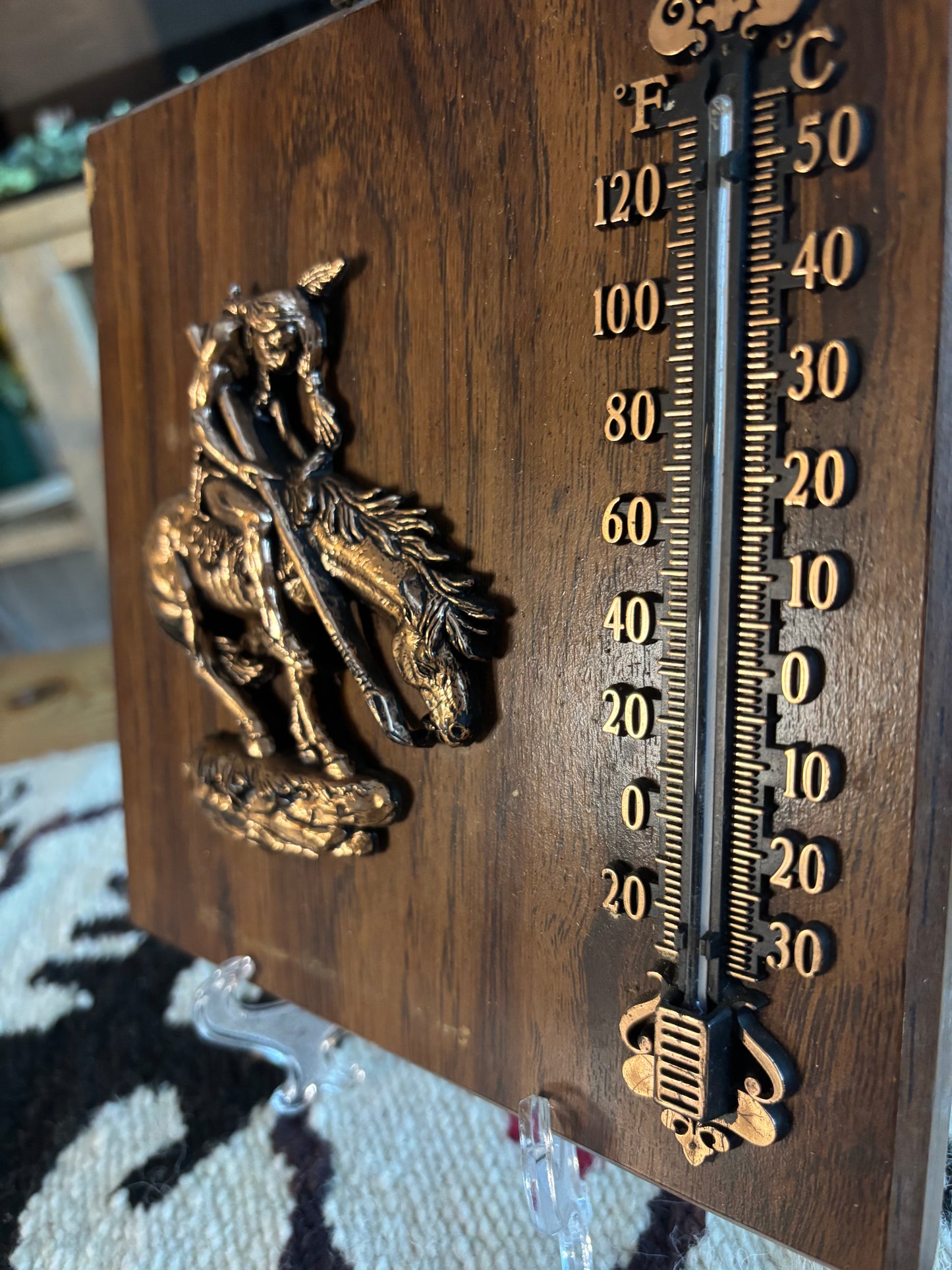 *VINTAGE* A&F END OF THE TRAIL WALL HANGING THERMOMETER