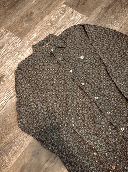 GREY/GREEN CINCH BUTTON UP SHIRT