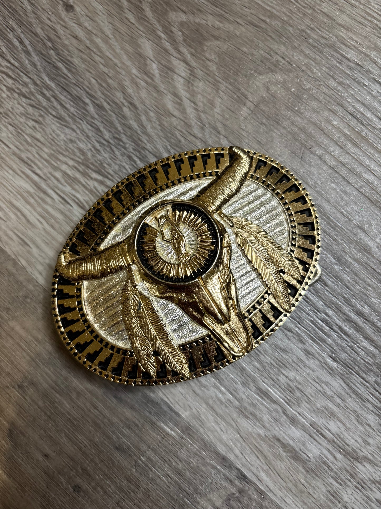 MONTANA SILVERSMITHS SOLID BRASS BISON SKULL BELT BUCKLE *VINTAGE*