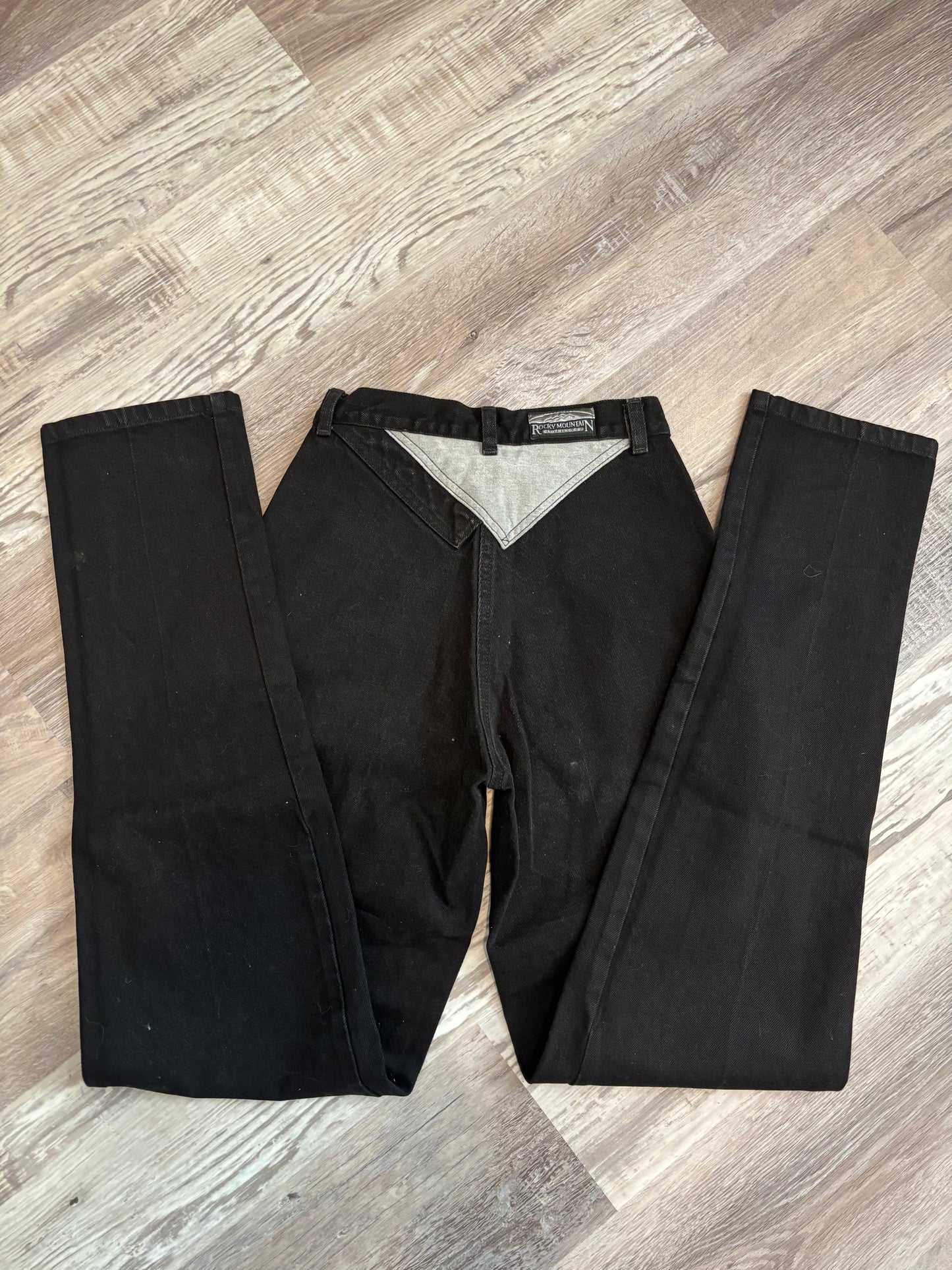 *VINTAGE* 25” GRAY/BLACK TWO TONE ROCKIES BAREBACK JEANS