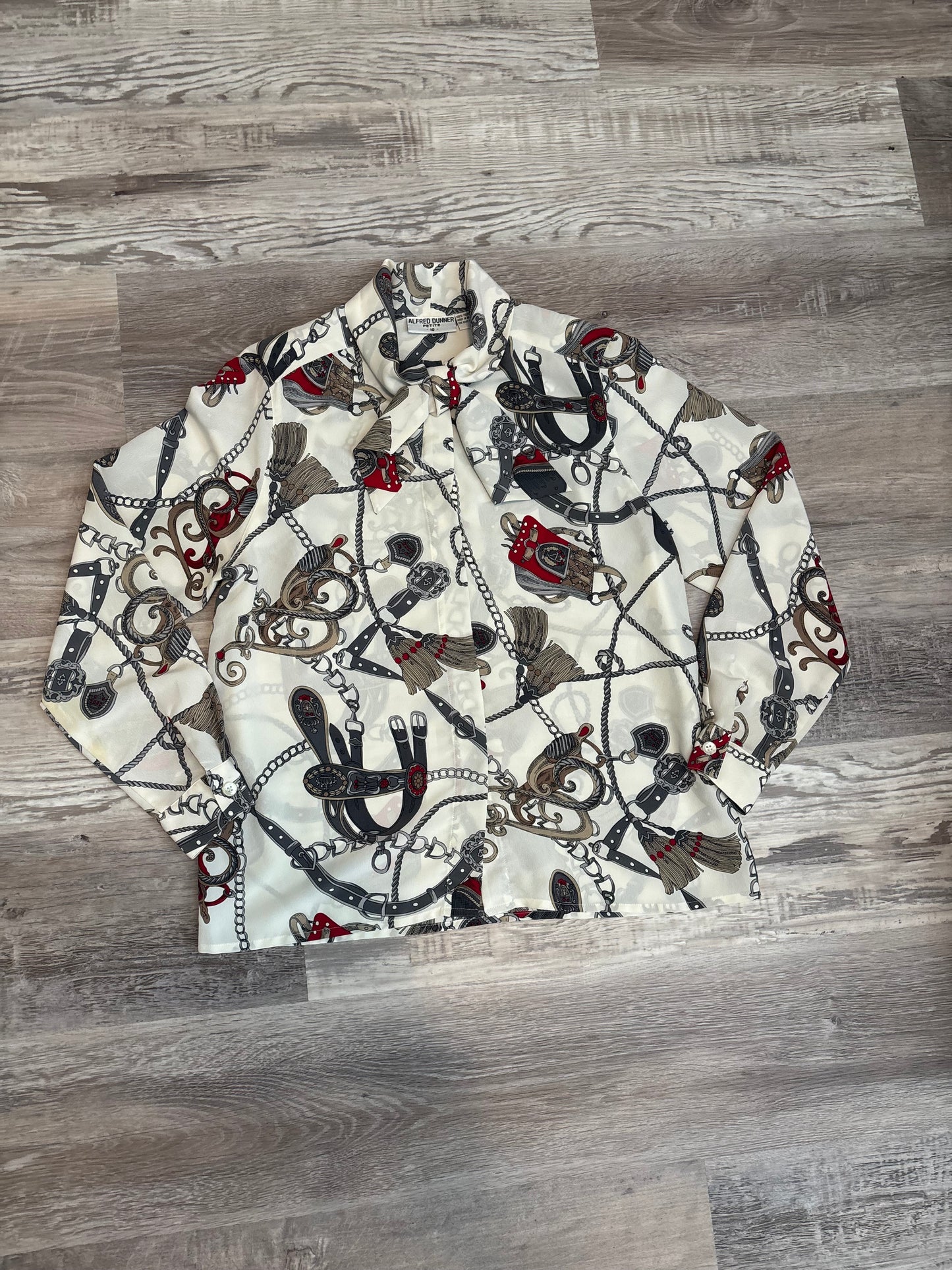 ALFRED DUNNER HORSE TACK BUTTON UP BLOUSE *VINTAGE*