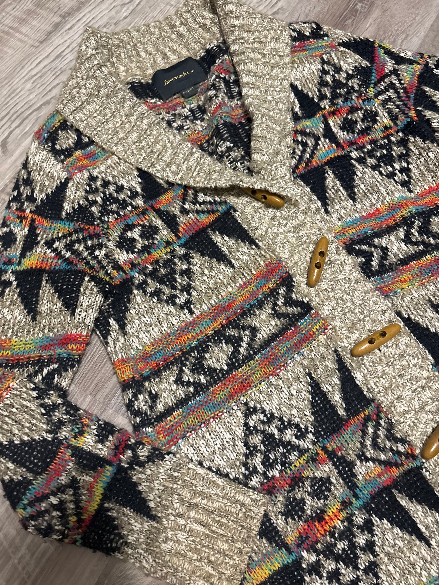 RAINBOW AZTEC KNIT CARDIGAN SWEATER