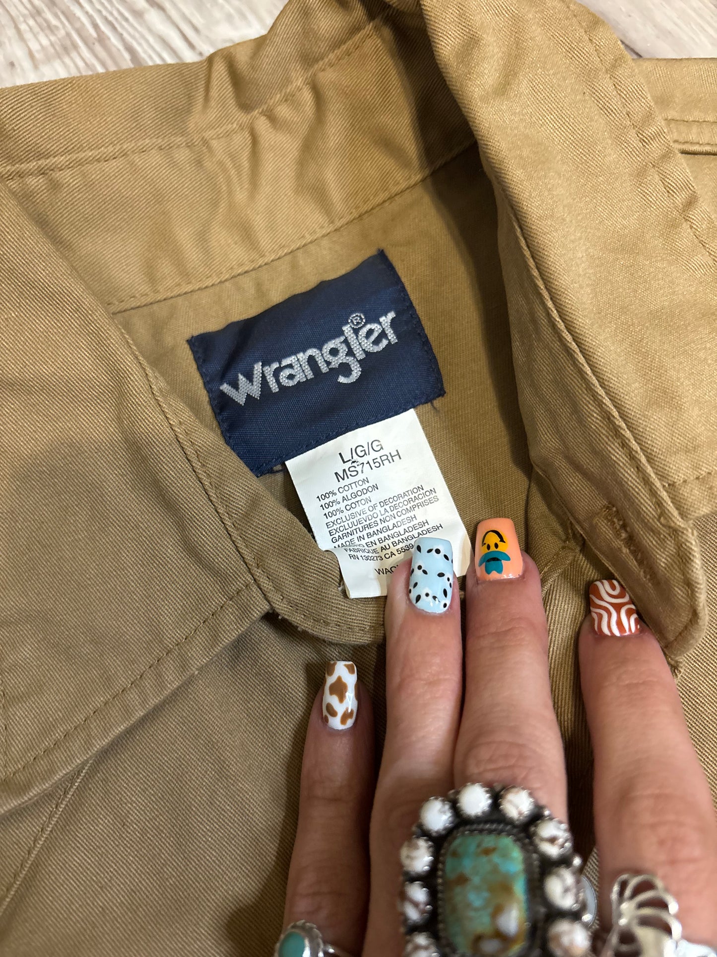 WRANGLER HEAVY DUTY KHAKI TAN PEARL SNAP SHIRT