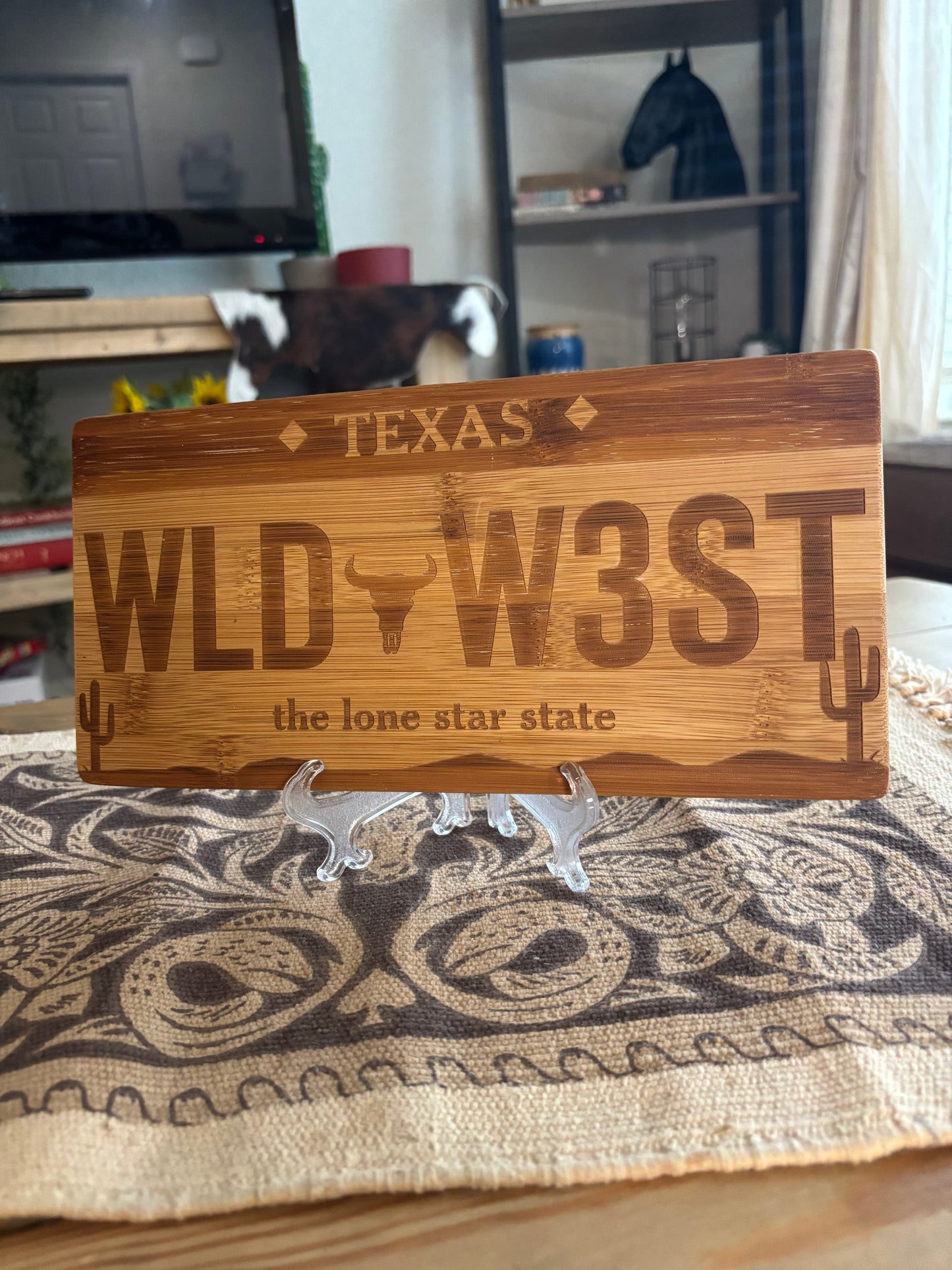 WILD WEST TEXAS BAMBOO BOARD WALL DECOR