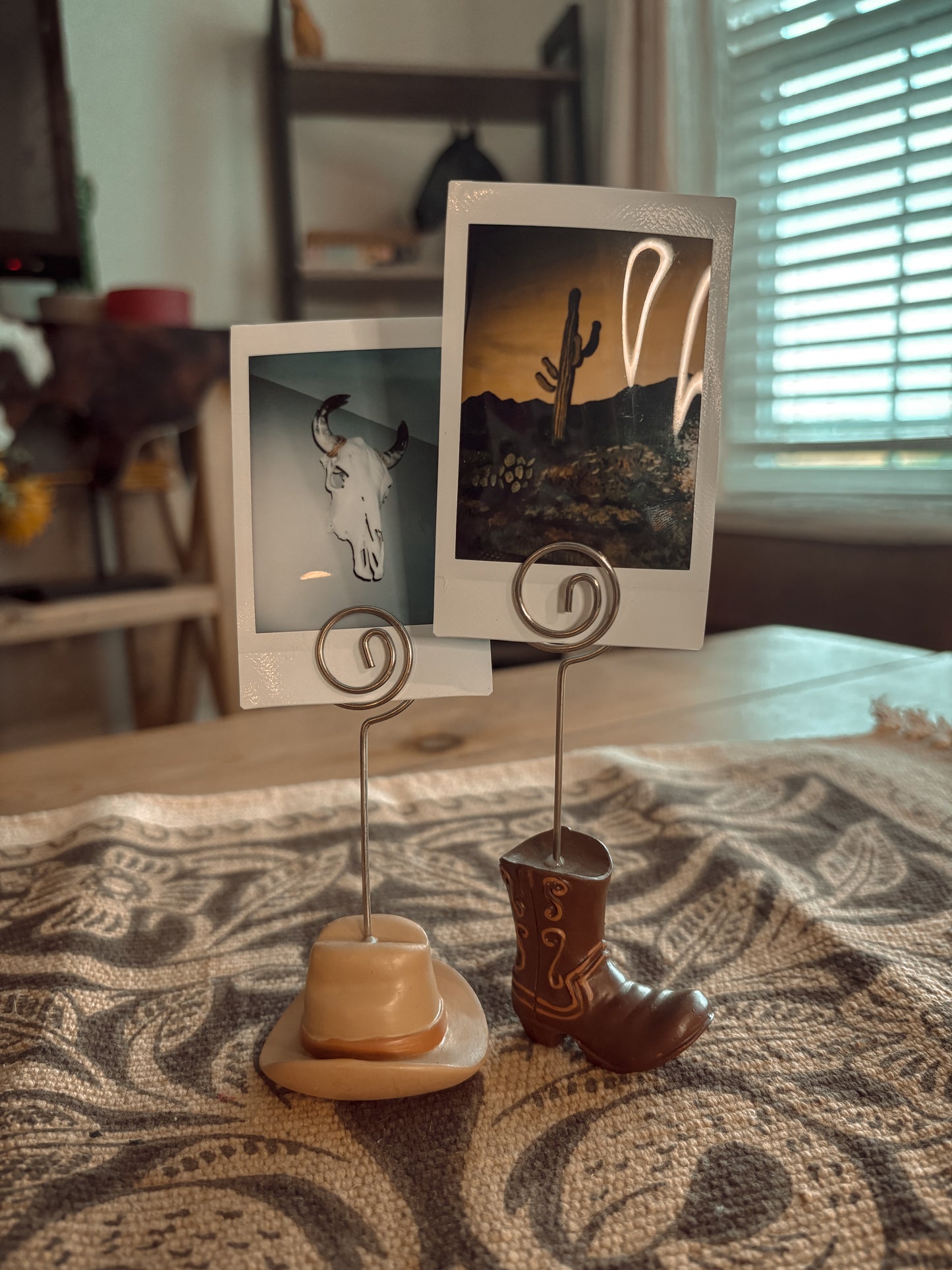 SET OF 2 BOOT & COWBOY HAT PHOTO HOLDERS
