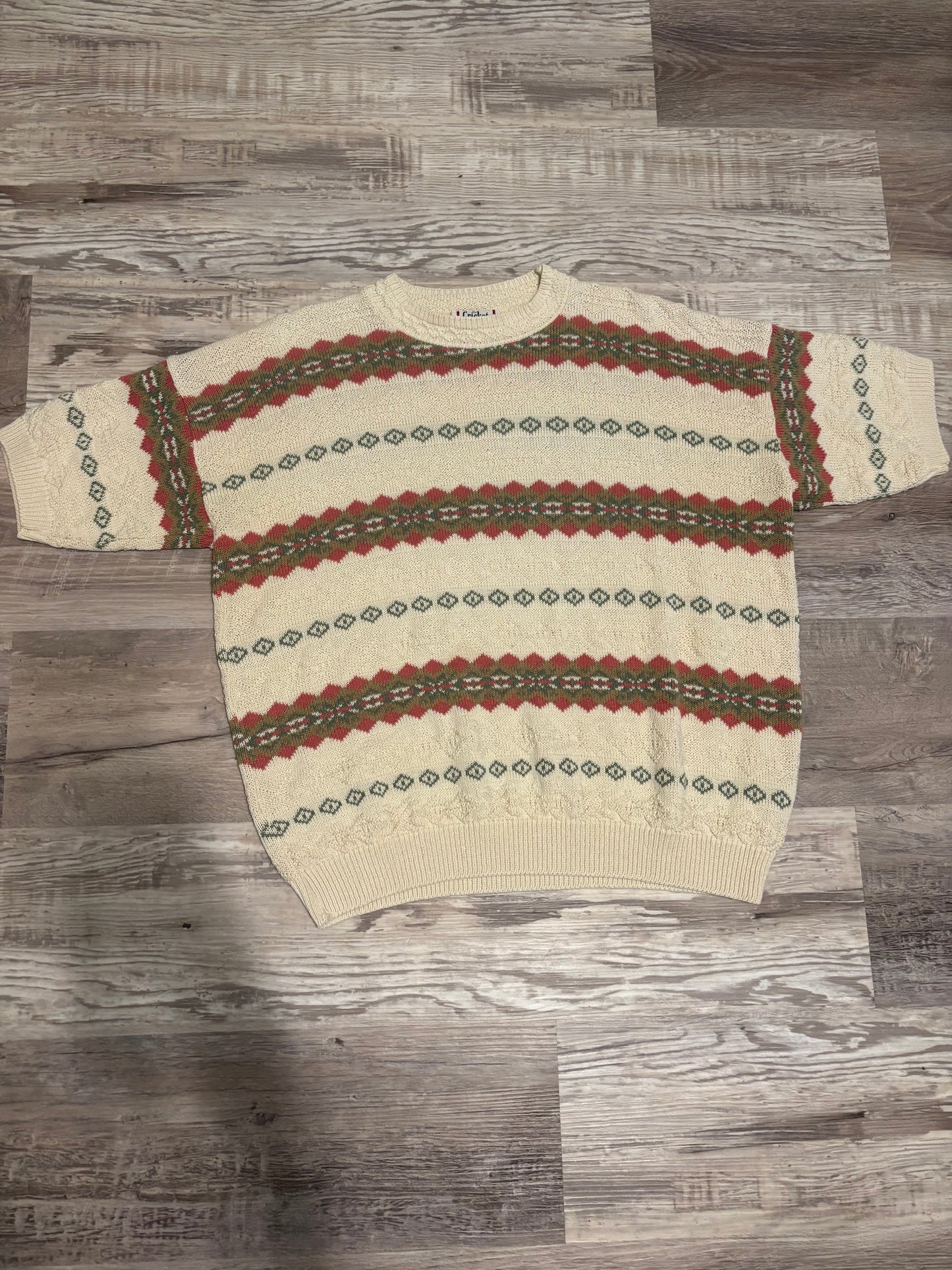 *VINTAGE* SHORT SLEEVE CRICKET LANE FAIR ISLE SWEATER