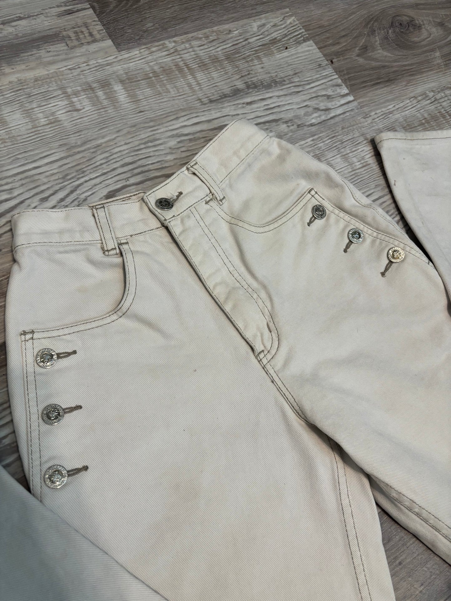 *VINTAGE* 23” LAWMAN KHAKI BAREBACK JEANS