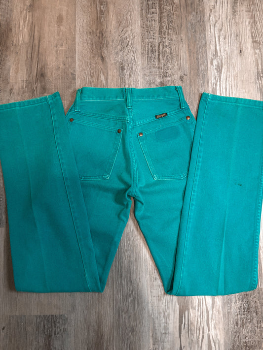 23" TURQUOISE WRANGLER JEANS *VINTAGE*