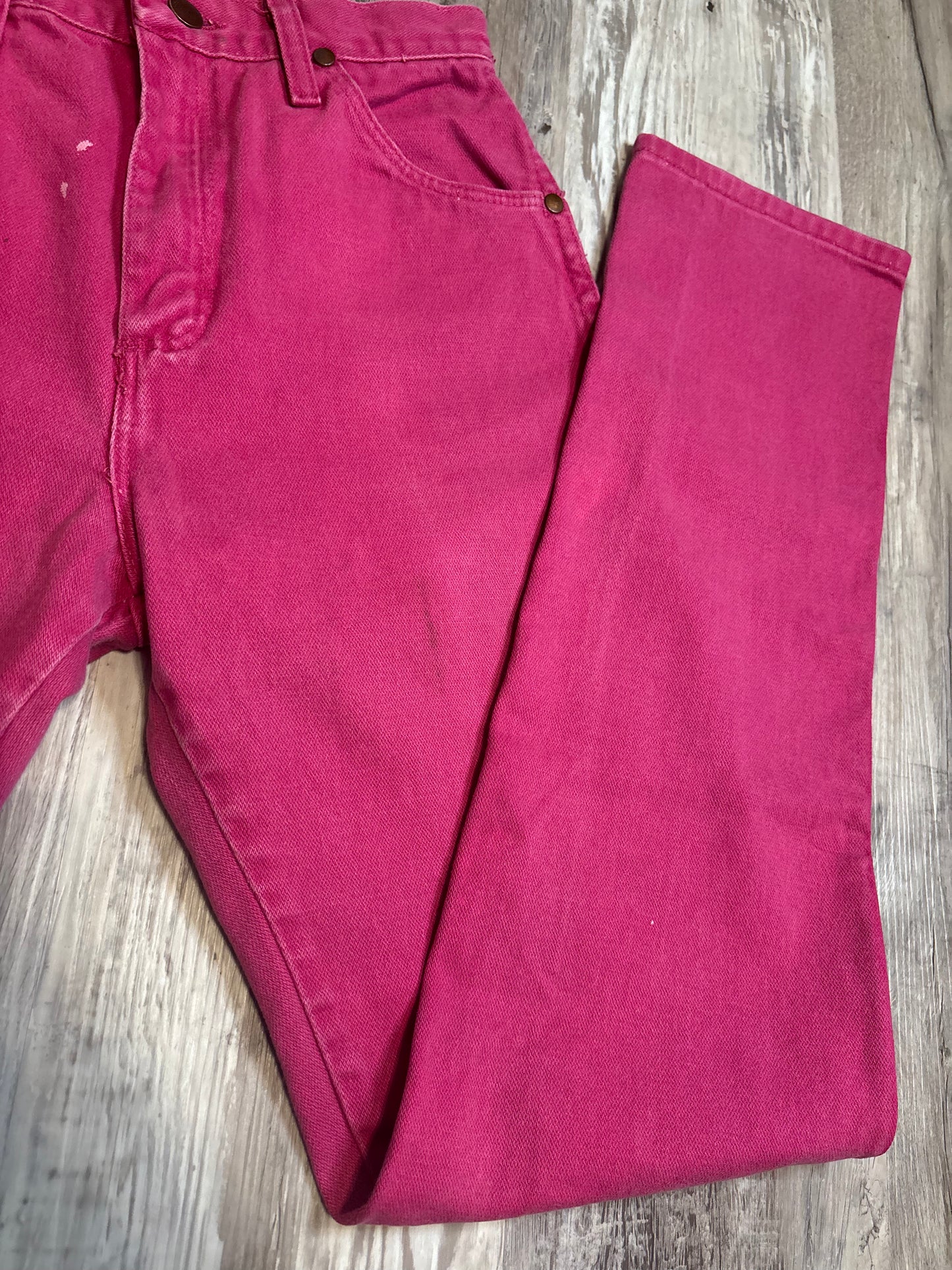26" BLEACHED/DISTRESSED PINK PINK WRNAGLER JEANS *VINTAGE*