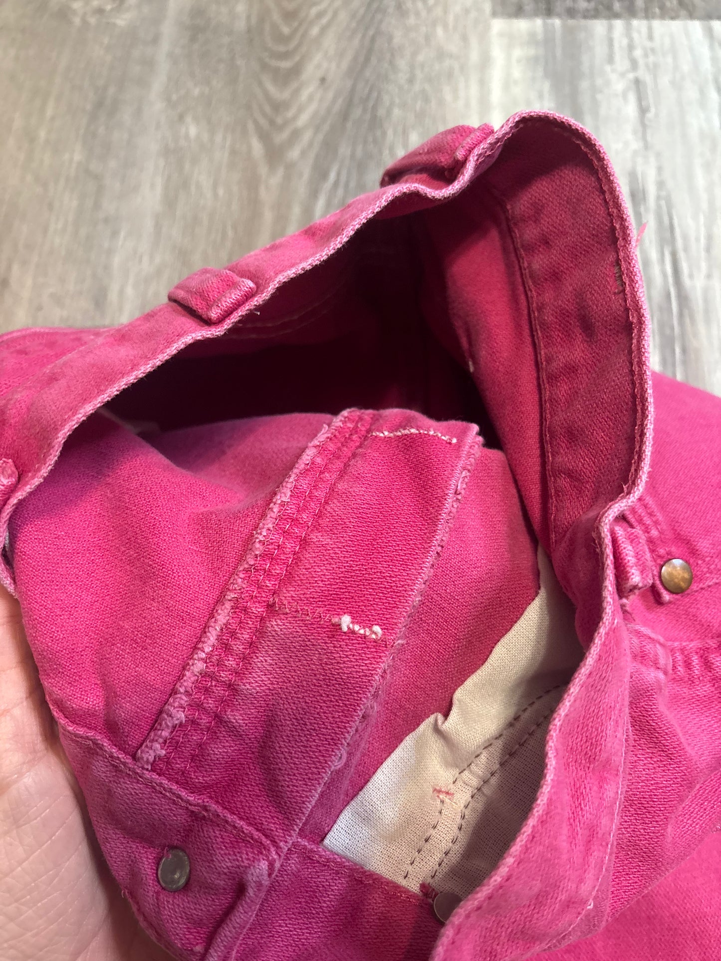 26" BLEACHED/DISTRESSED PINK PINK WRNAGLER JEANS *VINTAGE*