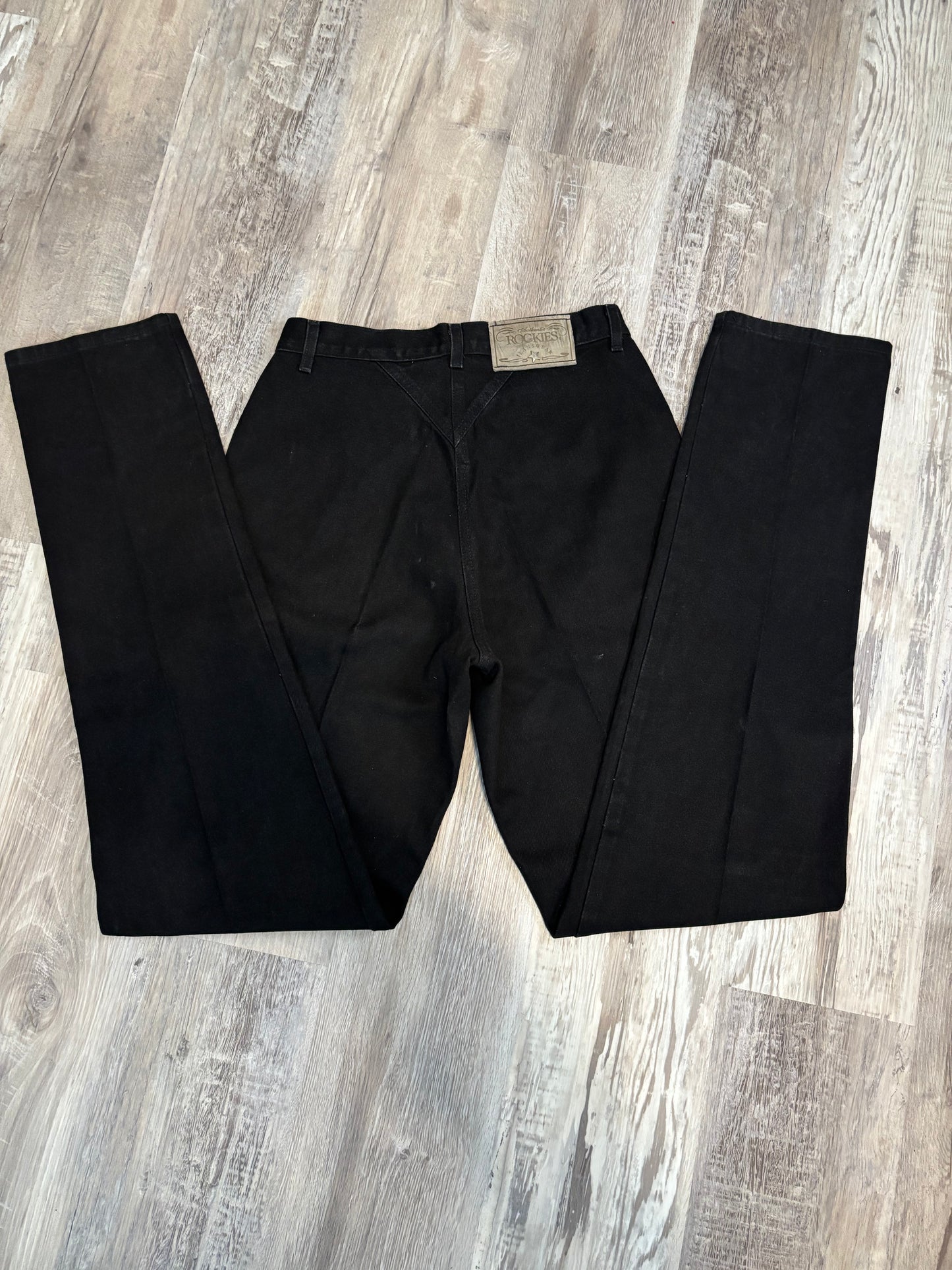 29.5" BLACK DENIM BAREBACK ROCKIES JEANS *VINTAGE*