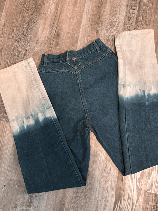 24" BAR NONE BAREBACK DENIM BLEACHED DISTRESSED JEANS *VINTAGE*