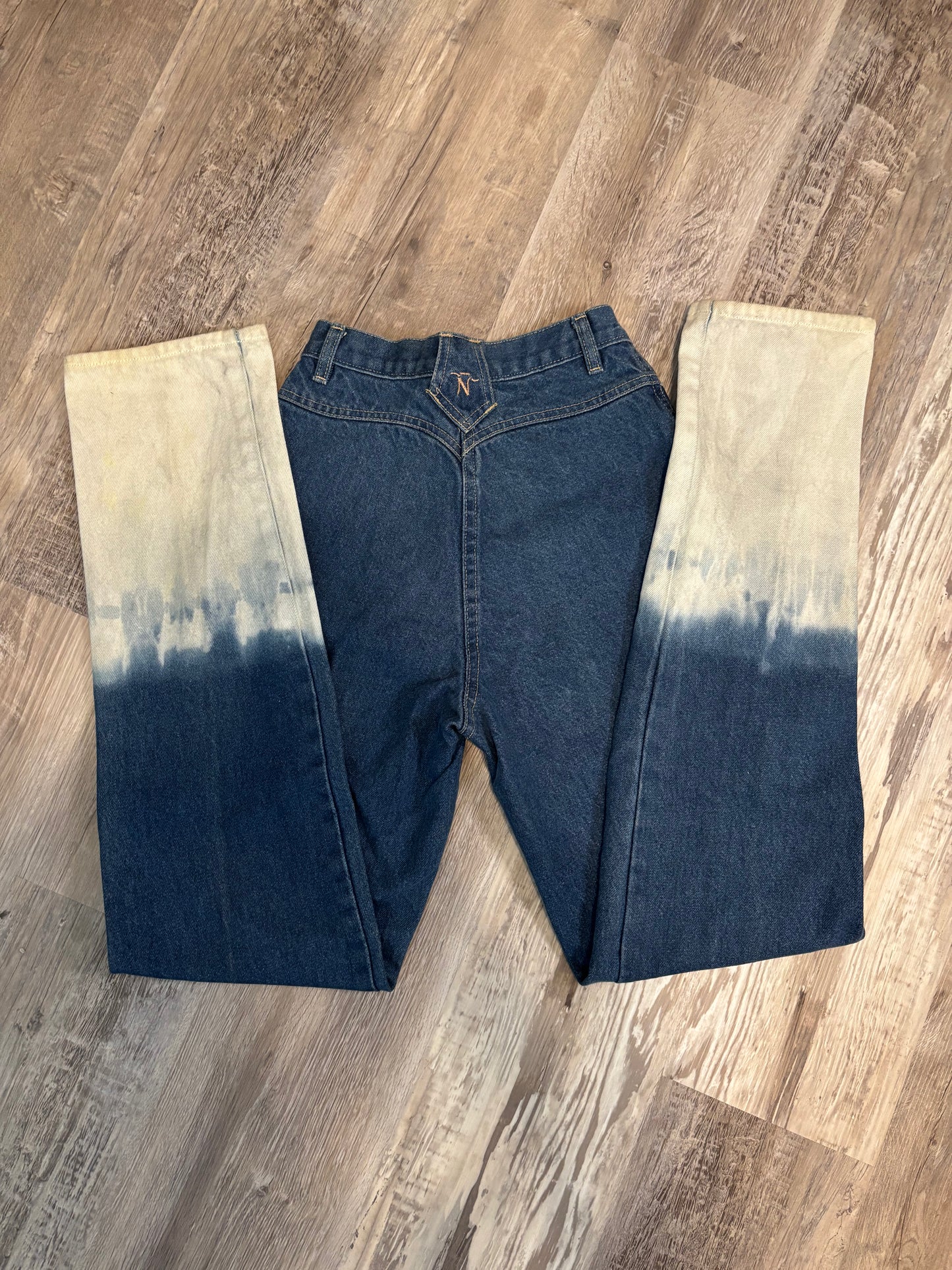 24" BAR NONE BAREBACK DENIM BLEACHED DISTRESSED JEANS *VINTAGE*