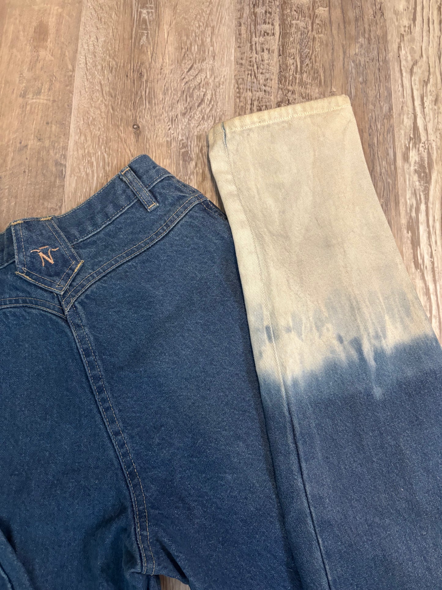 24" BAR NONE BAREBACK DENIM BLEACHED DISTRESSED JEANS *VINTAGE*