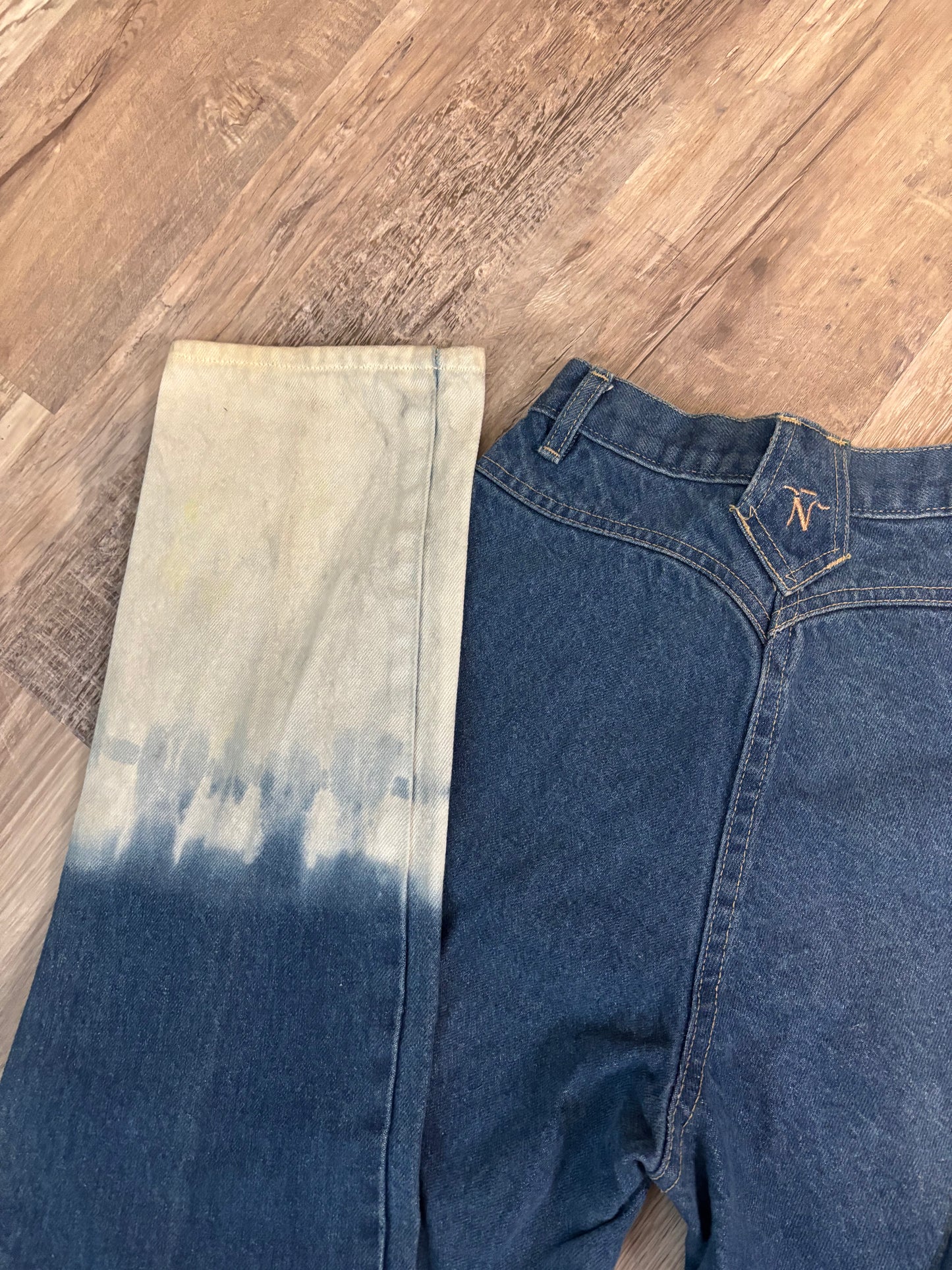 24" BAR NONE BAREBACK DENIM BLEACHED DISTRESSED JEANS *VINTAGE*