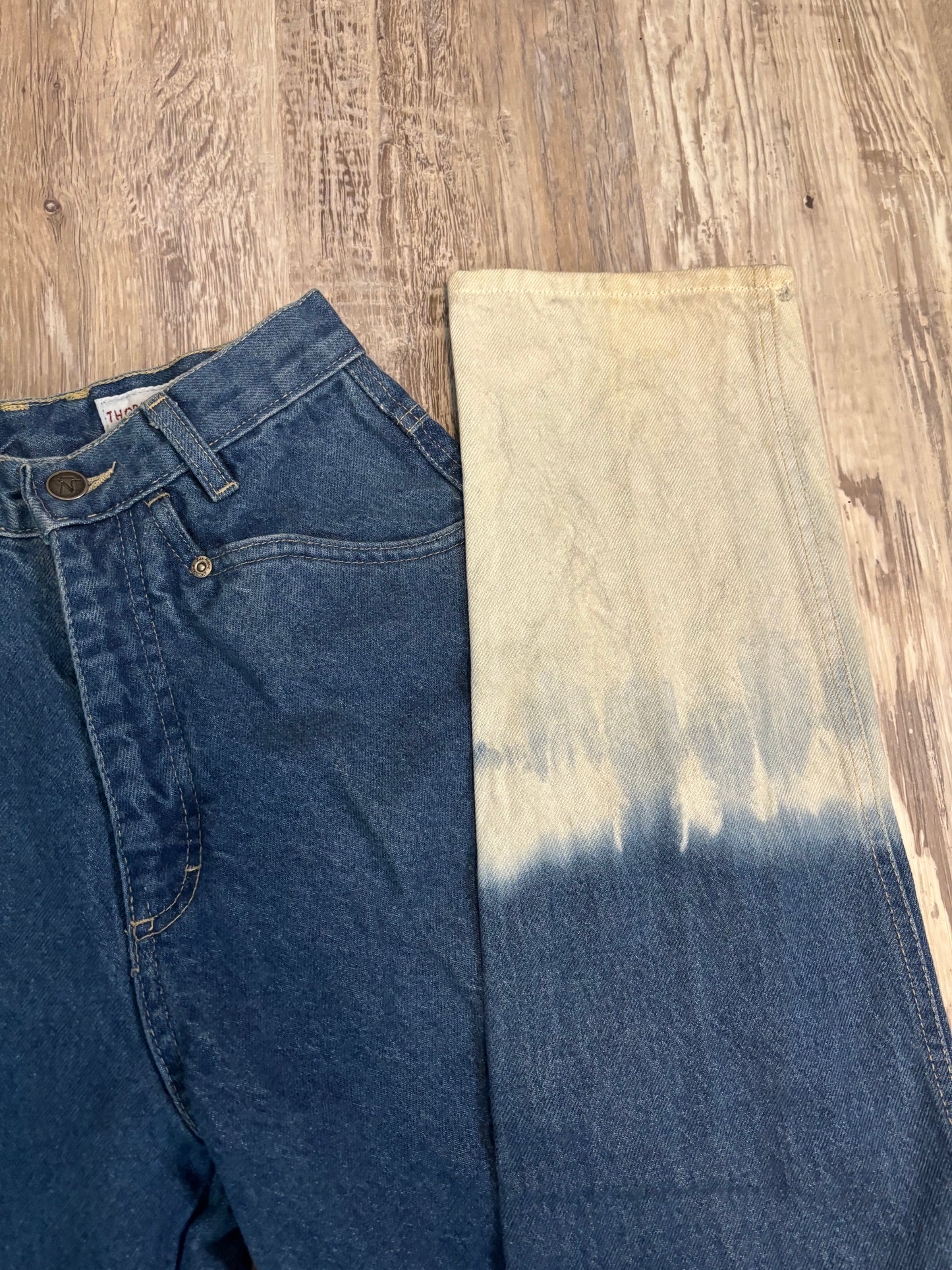 24" BAR NONE BAREBACK DENIM BLEACHED DISTRESSED JEANS *VINTAGE*