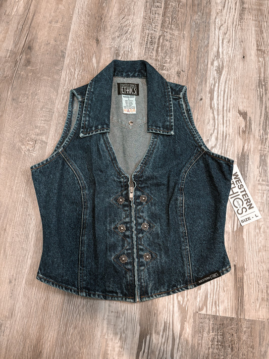 DEADSTOCK RODEO QUEEN WESTERN ETHICS DENIM VEST *VINTAGE*