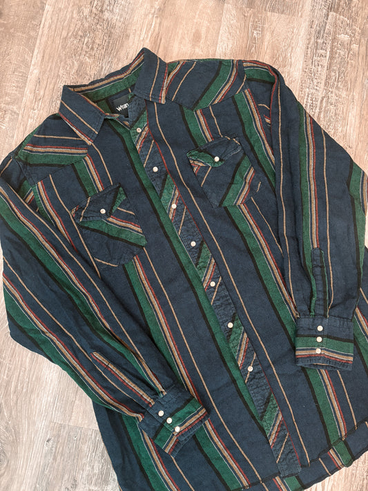 STRIPPED WRANGLER PEARL SNAP *VINTAGE*