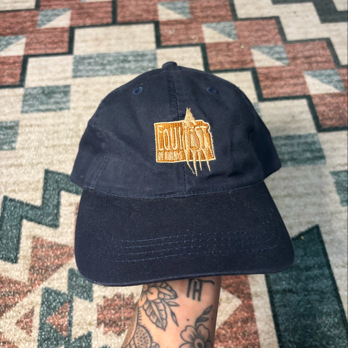 DEADSTOCK GOLD/NAVY EQUIFEST HAT *VINTAGE*
