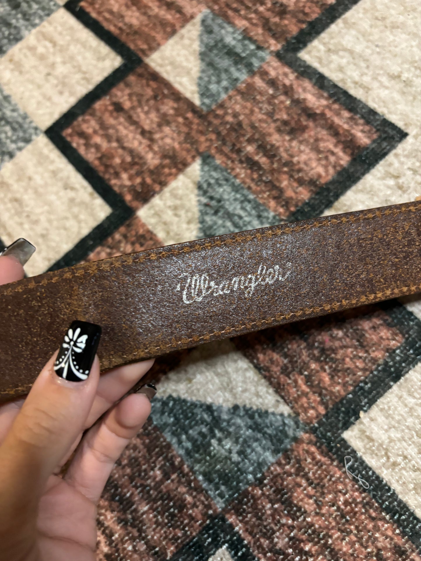 OLD COWBOY WRANGLER LEATHER BELT *VINTAGE*