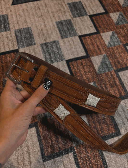 OLD COWBOY WRANGLER LEATHER BELT *VINTAGE*