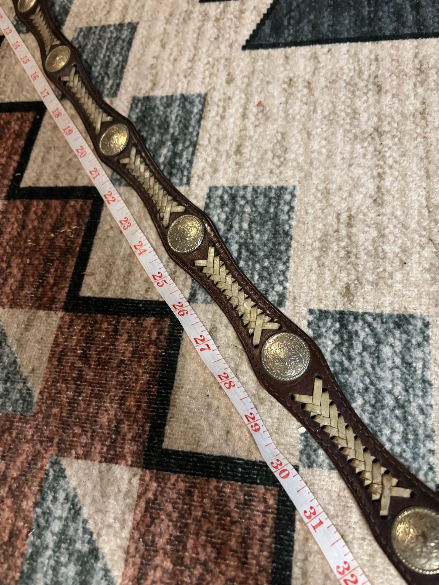 OLD COWBOY LEATHER CONCHO BELT *VINTAGE*